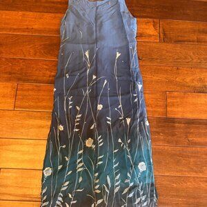 Vintage blue with silver detailing gorgeous midi length dress
